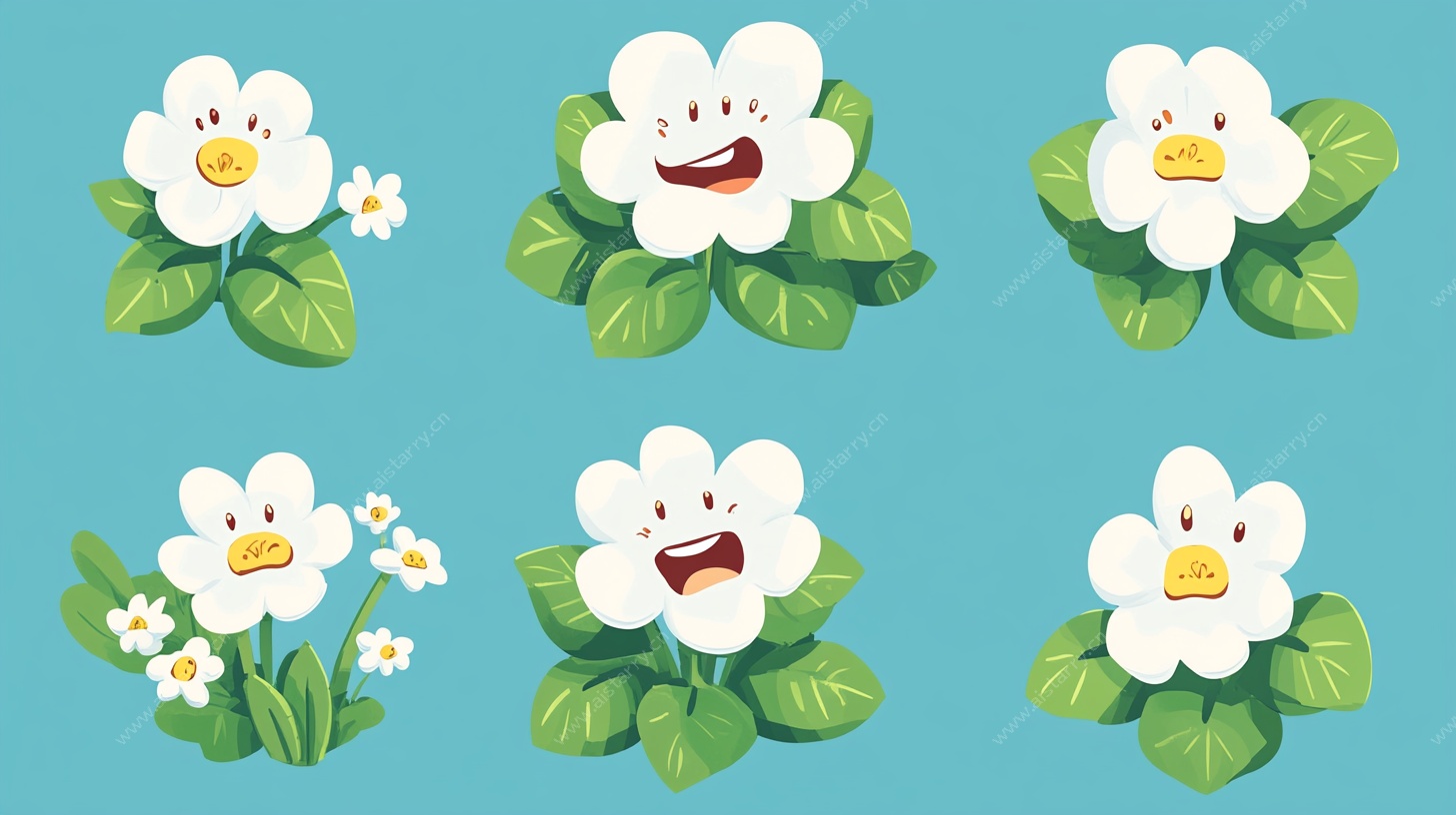 可爱花朵表情插画