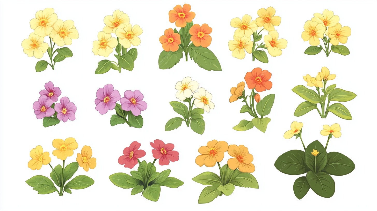 多彩报春花插画集合