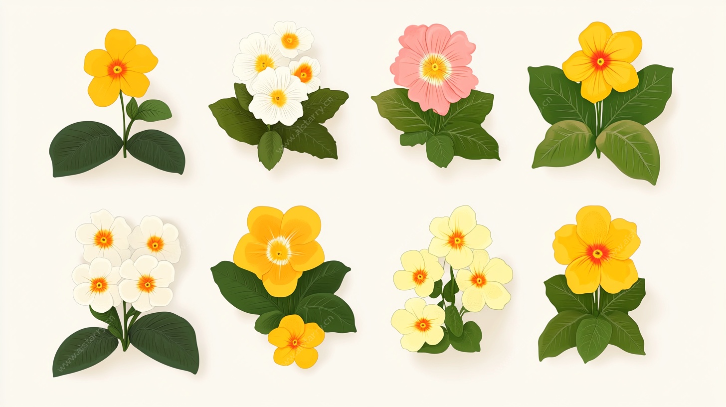 多彩花卉植物插画集合