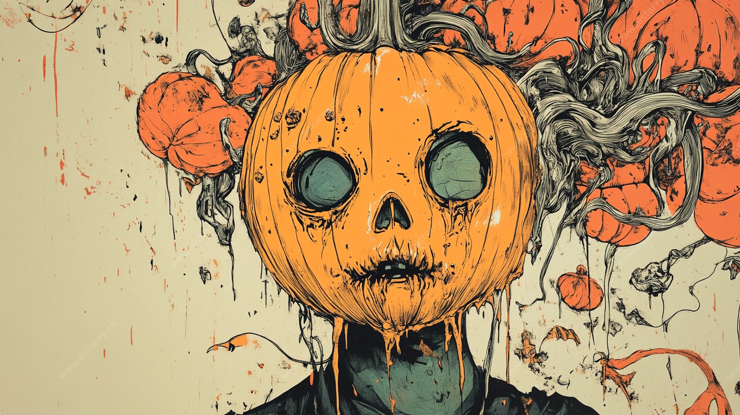 南瓜头诡异插画