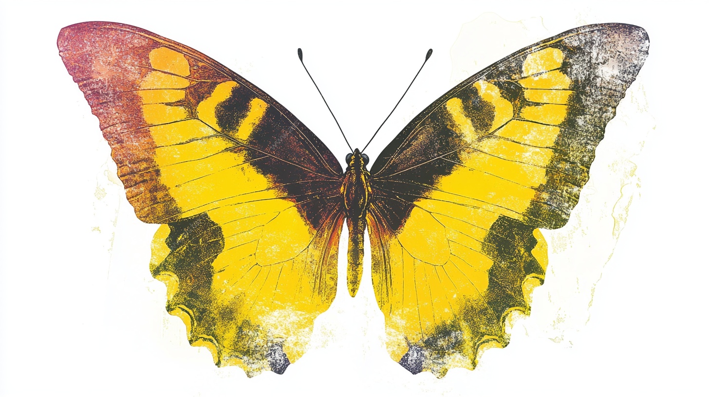 黄色斑斓蝴蝶特写