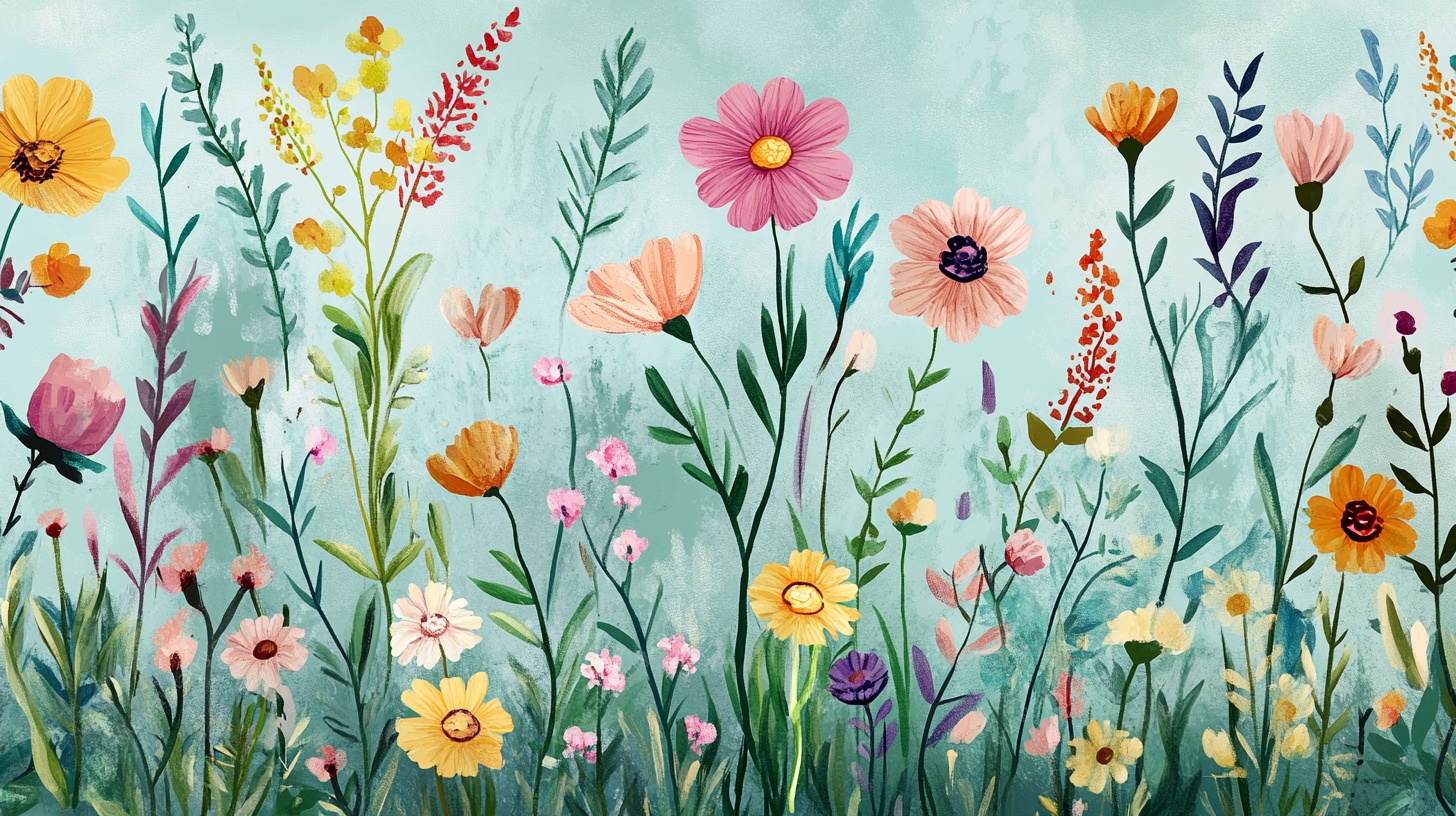 春日繁花手绘插画