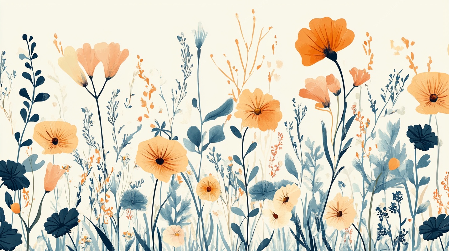 田园风花卉插画