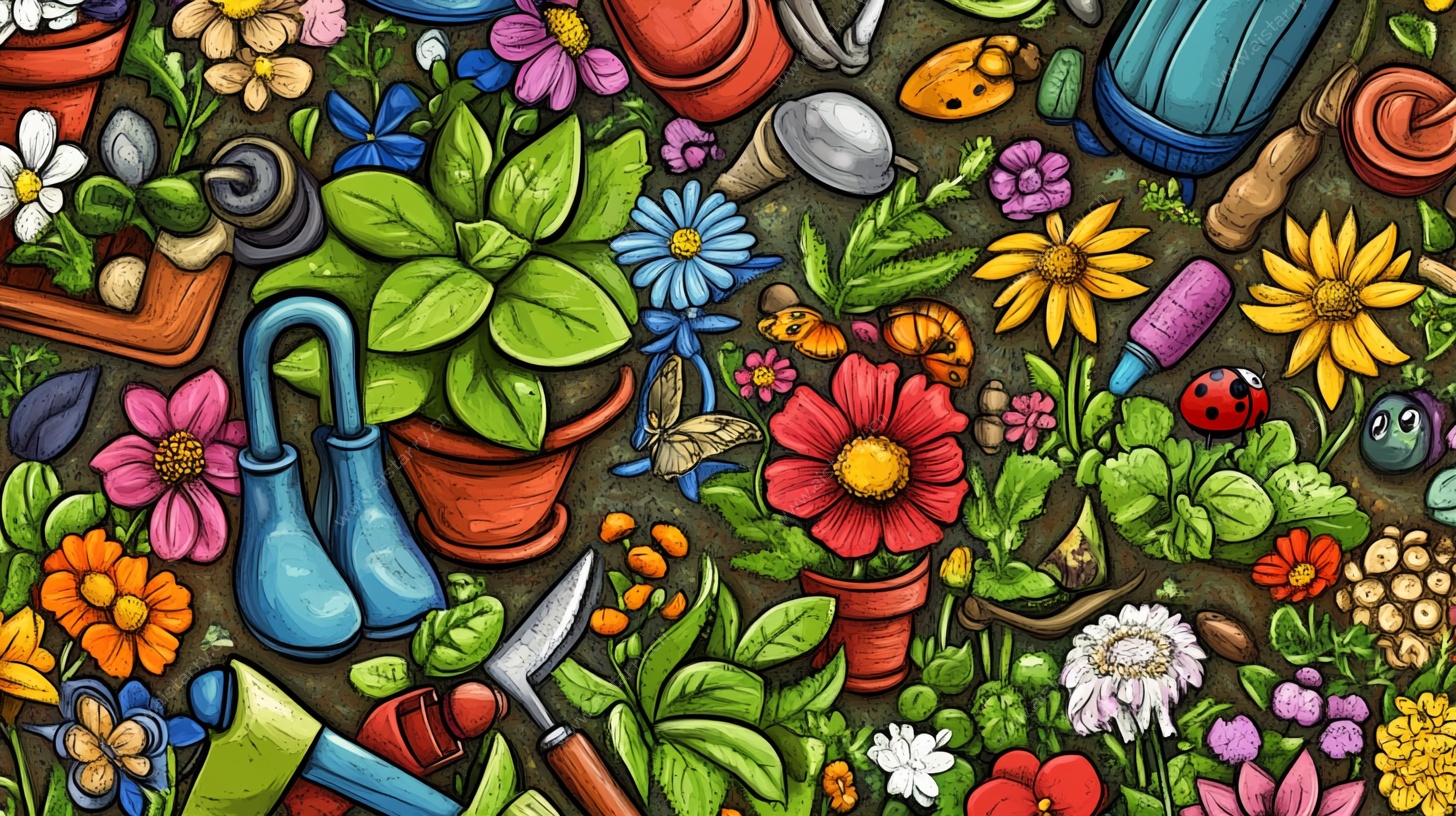 缤纷园艺世界插画