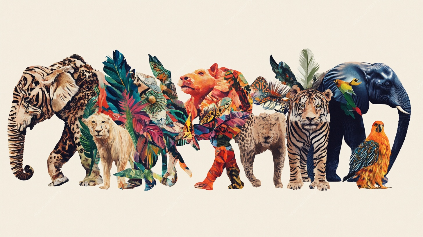 多彩动物拼贴艺术集合