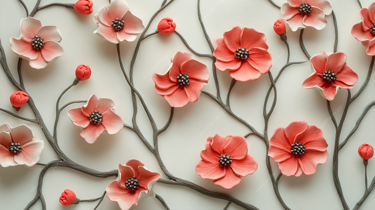 立体纸艺花卉装饰图案