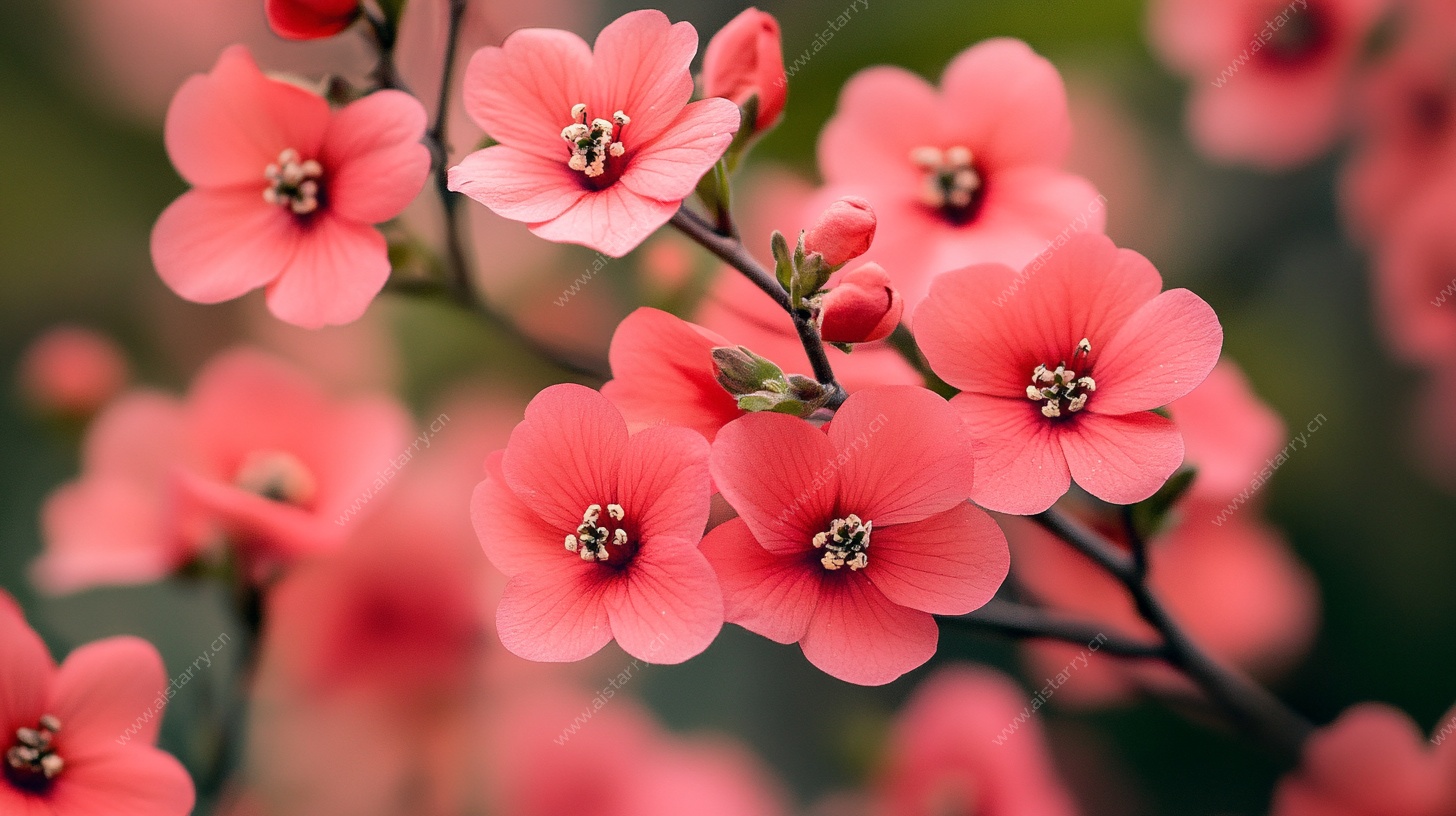 娇艳盛开的粉红色花卉