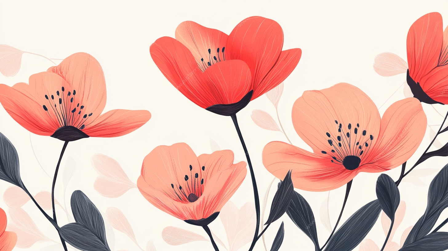 手绘粉色花卉图案插画