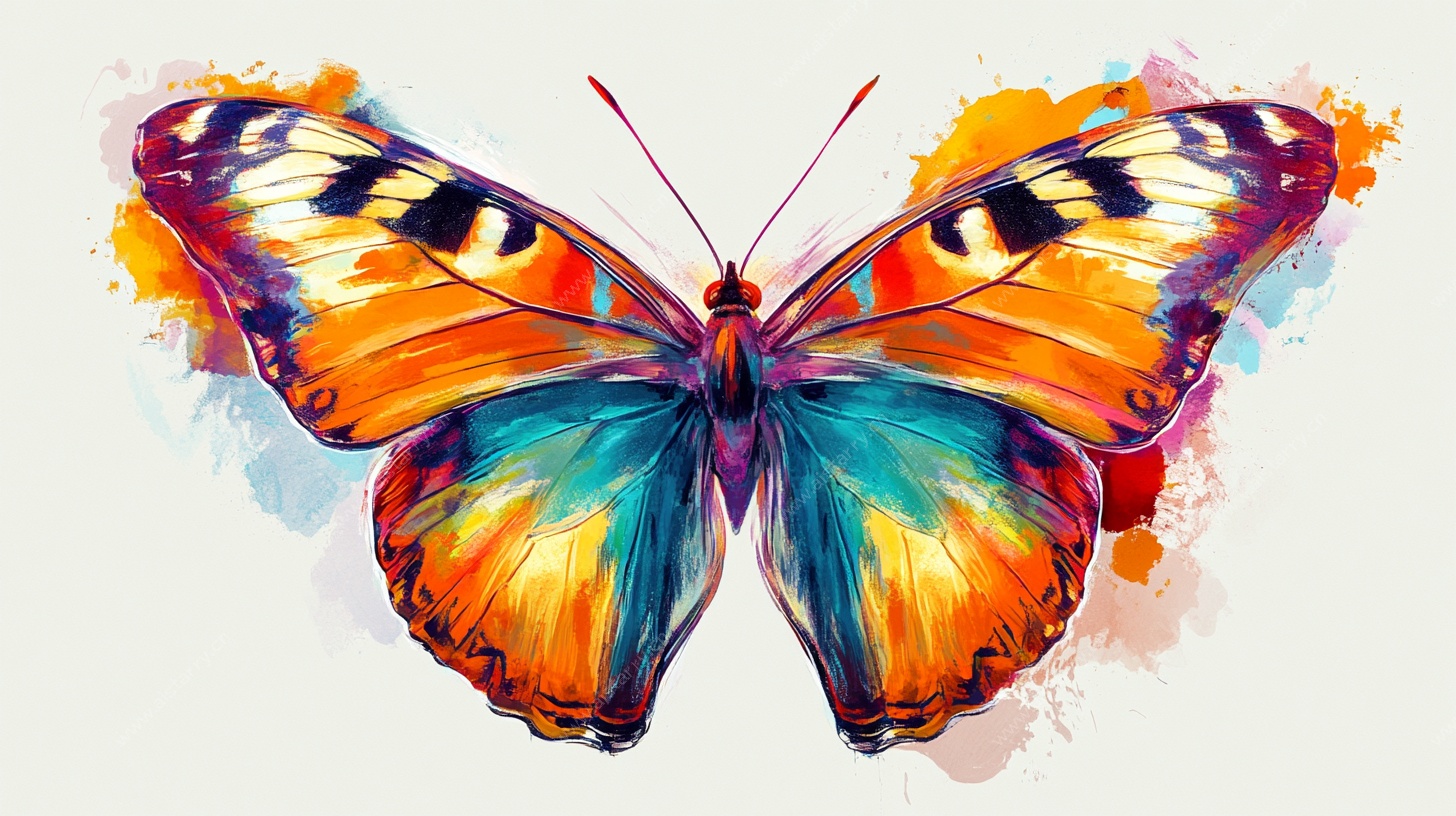 水彩风格斑斓蝴蝶插画