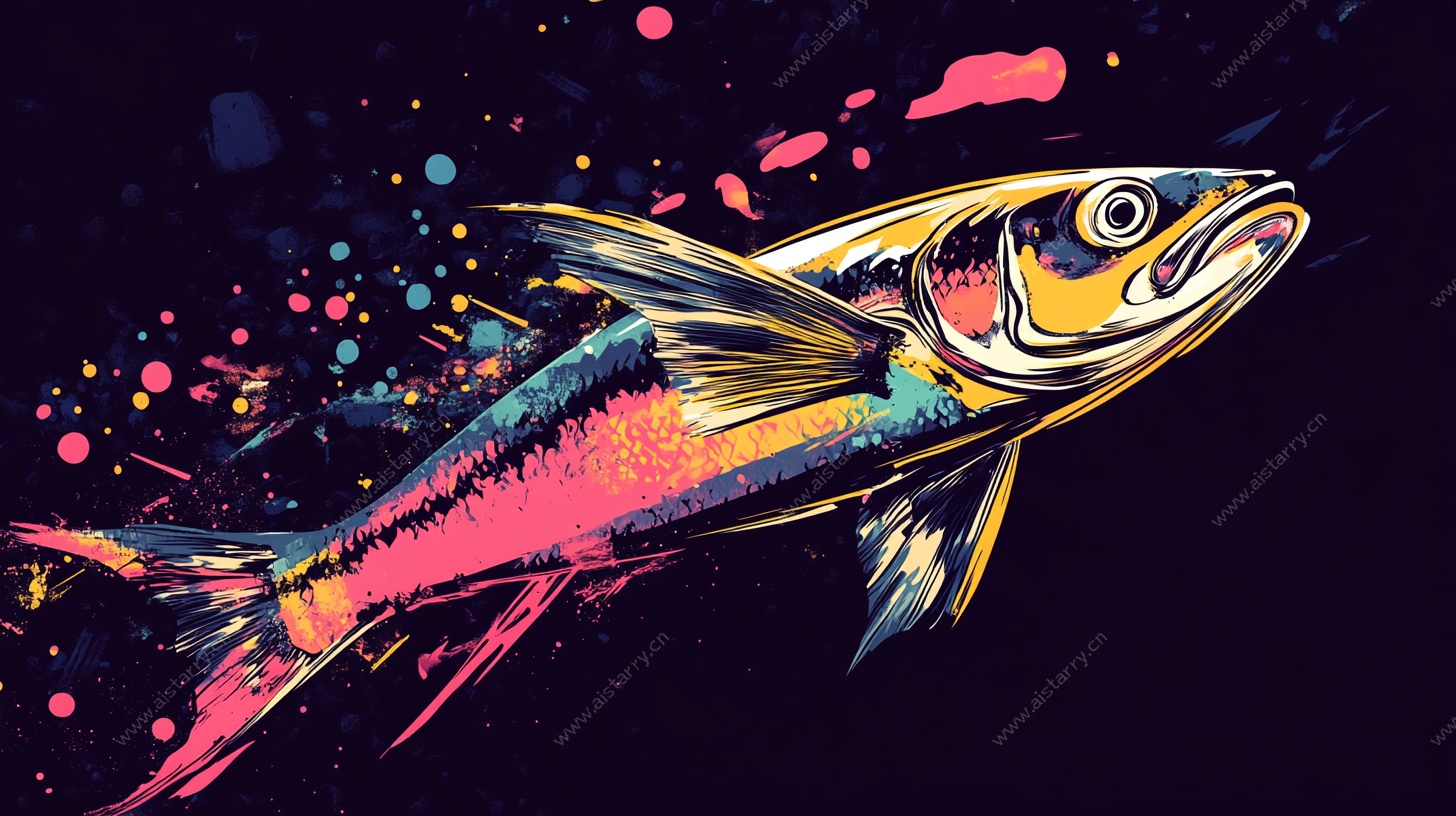 彩色飞鱼插画