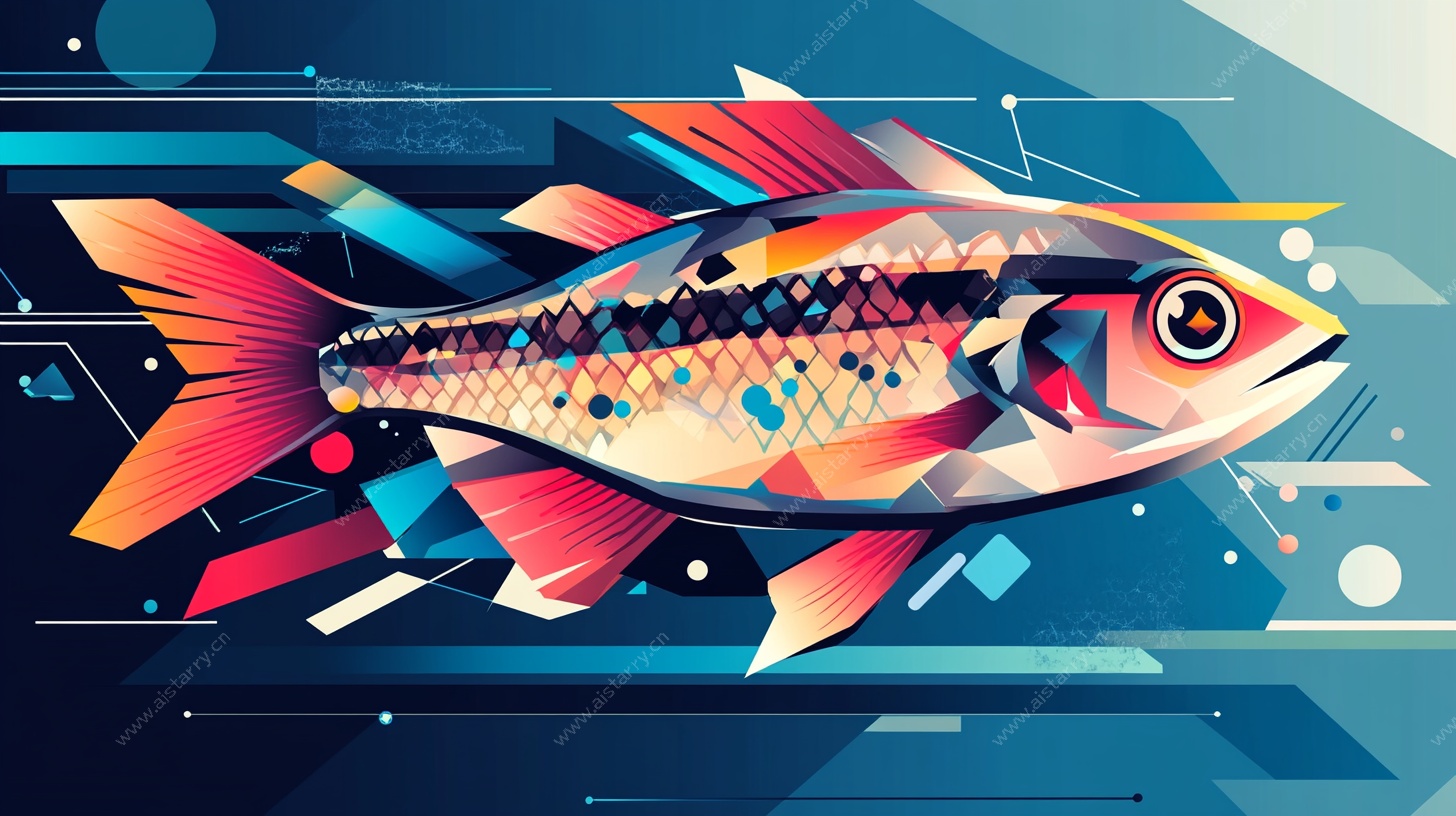 炫彩几何风游动的鱼