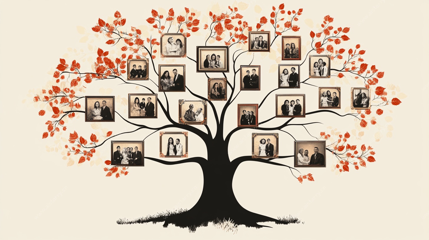 家庭照片树 亲情的汇聚