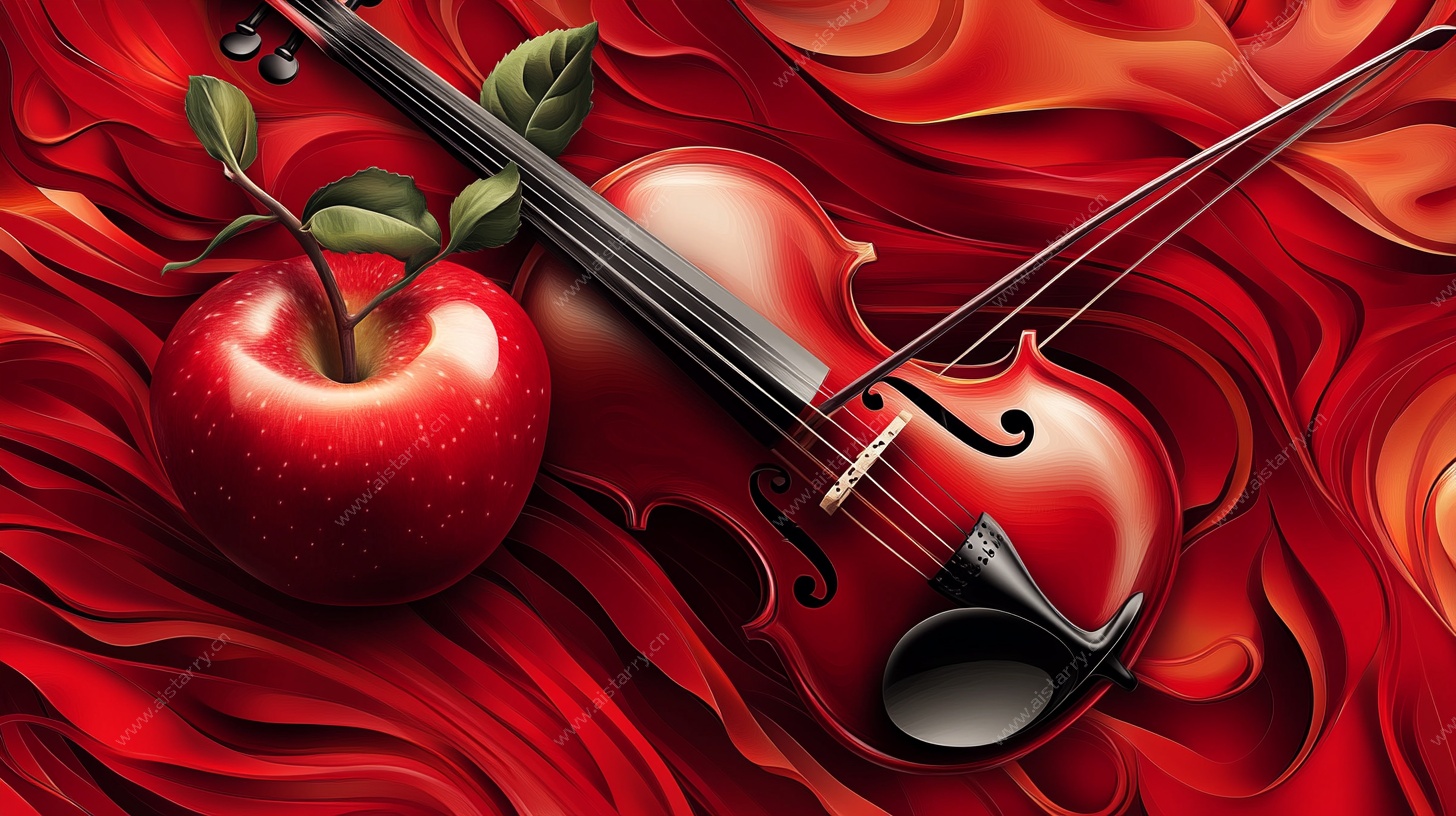 红韵中的苹果与小提琴