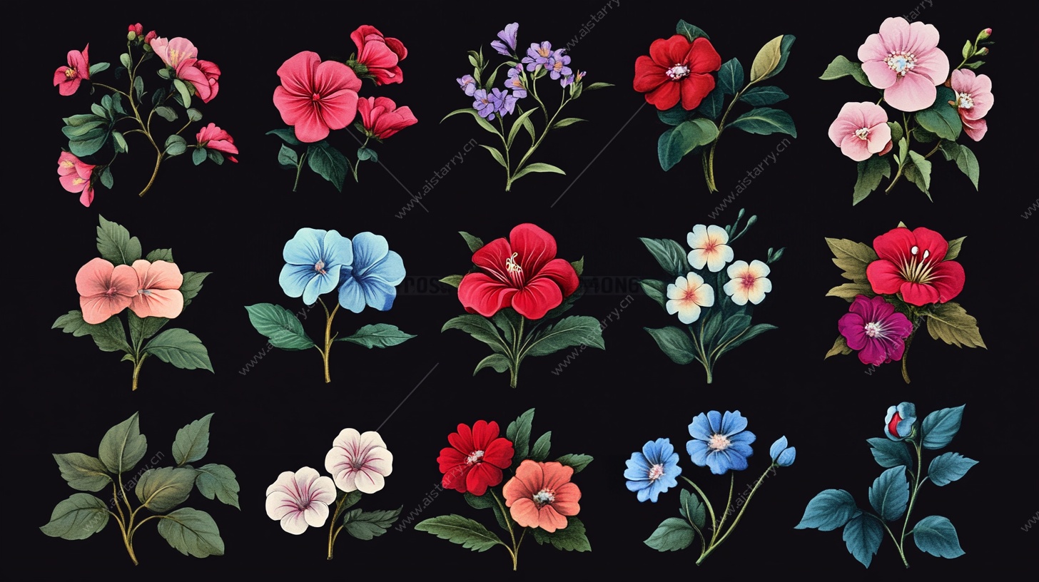 多彩花卉插画集合