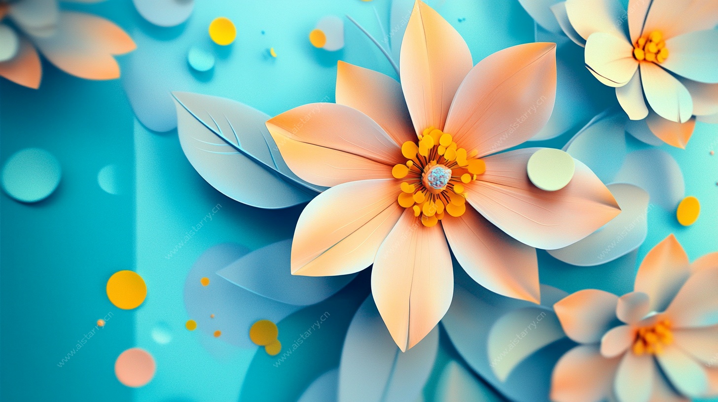 立体纸艺风花卉梦幻插画