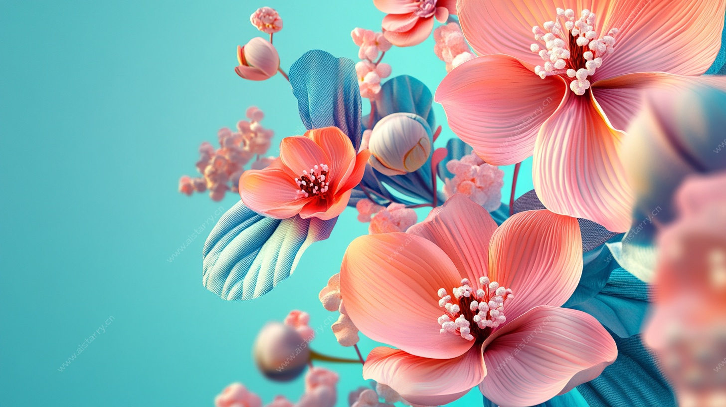 梦幻3D花卉插画