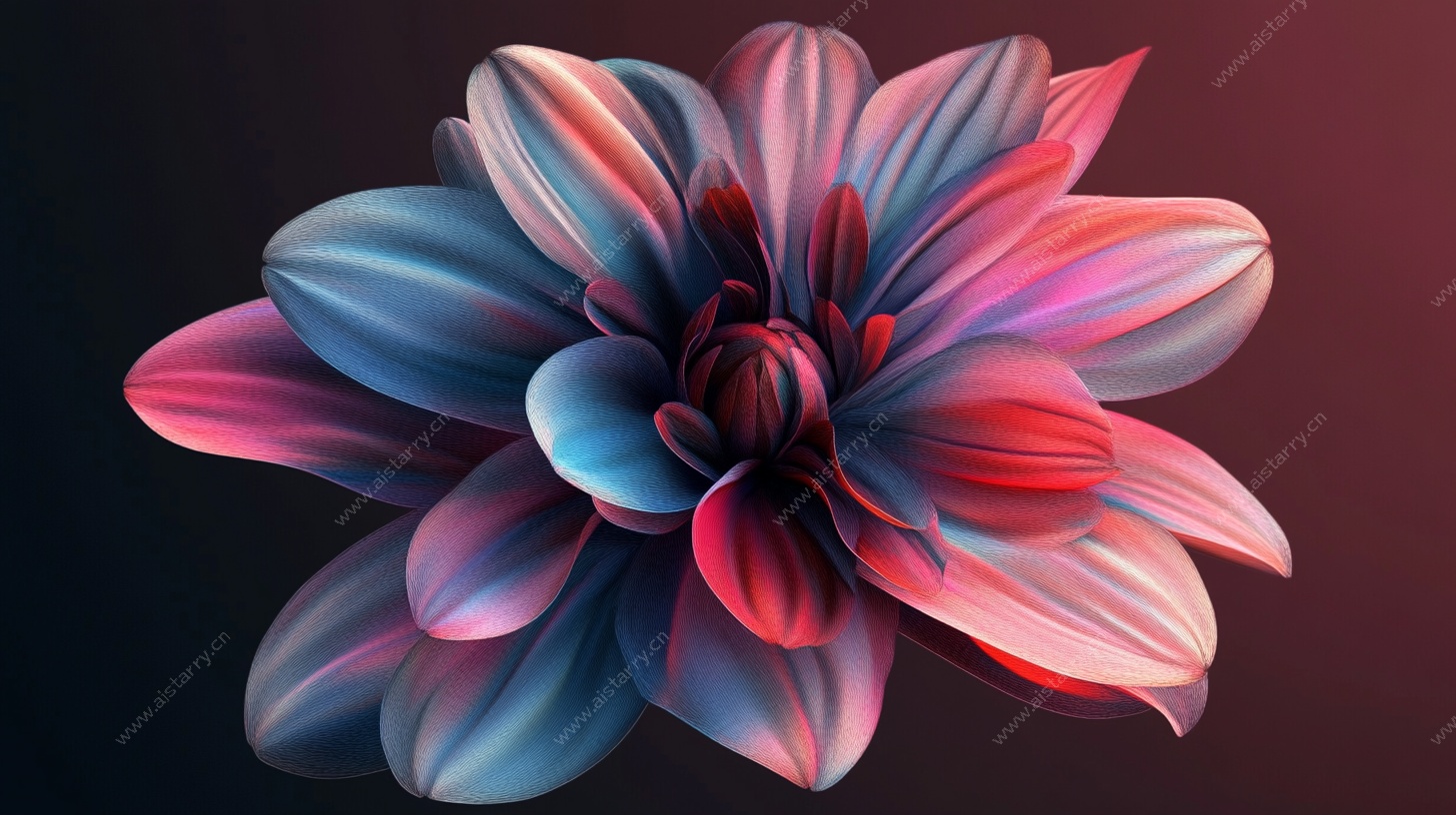 梦幻多彩花朵插画