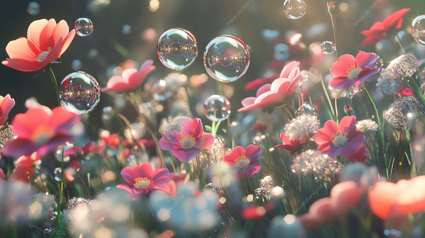 梦幻花海中的泡泡世界