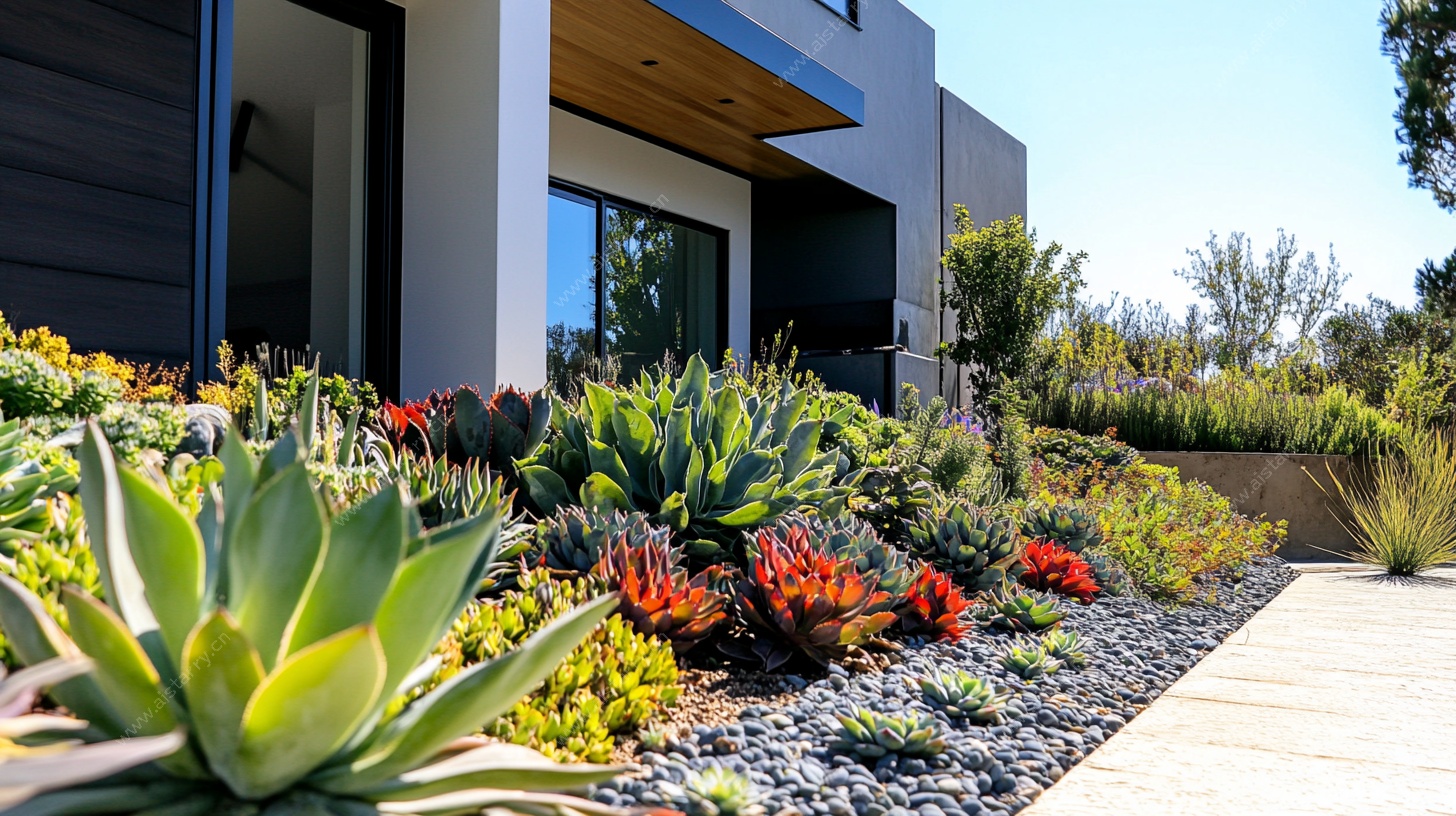 现代住宅多彩多肉庭院