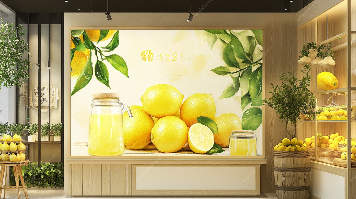 清新柠檬主题墙面装饰