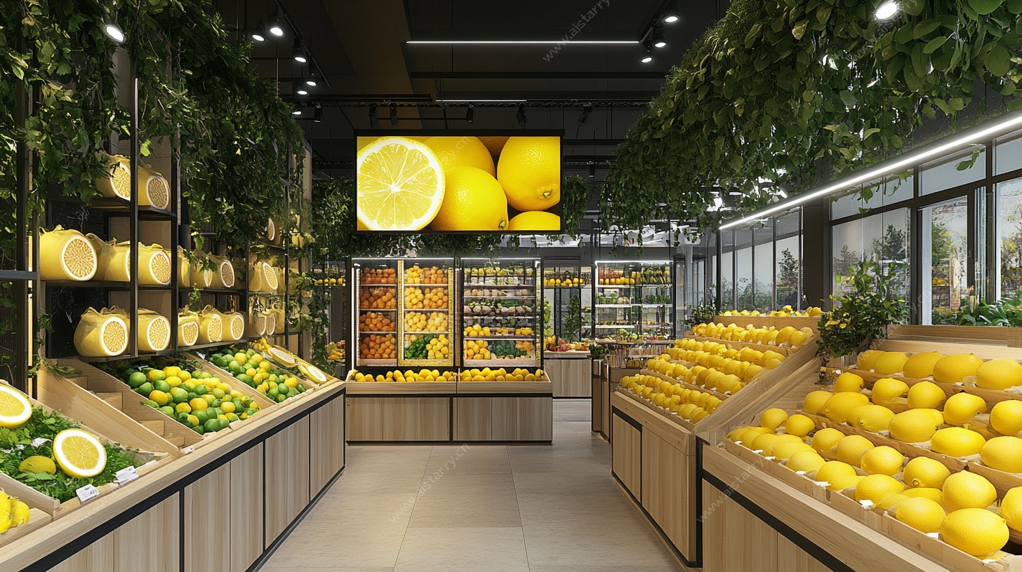 柠檬主题生鲜超市室内景