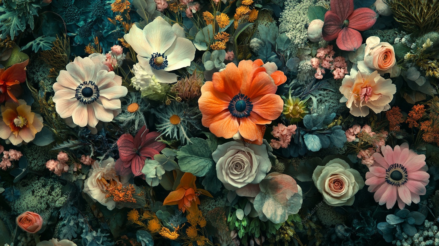 缤纷花卉艺术拼贴画