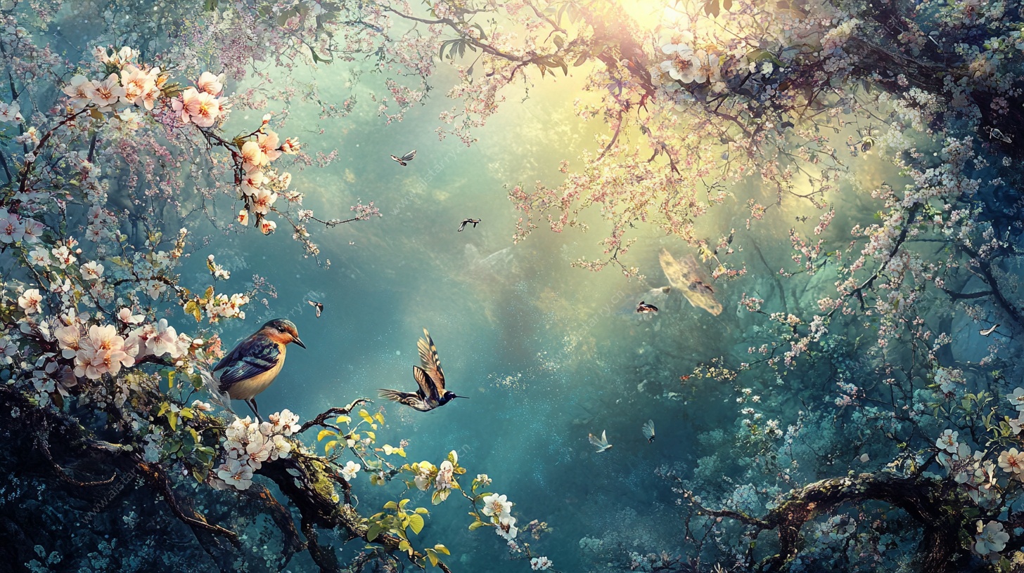 春日花鸟梦幻景致