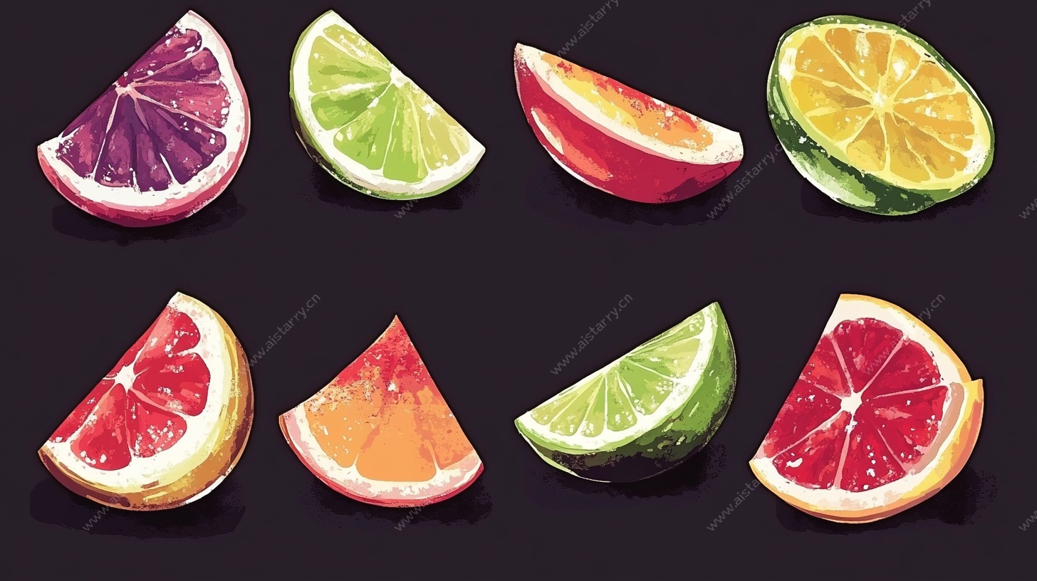 多彩切片水果插画