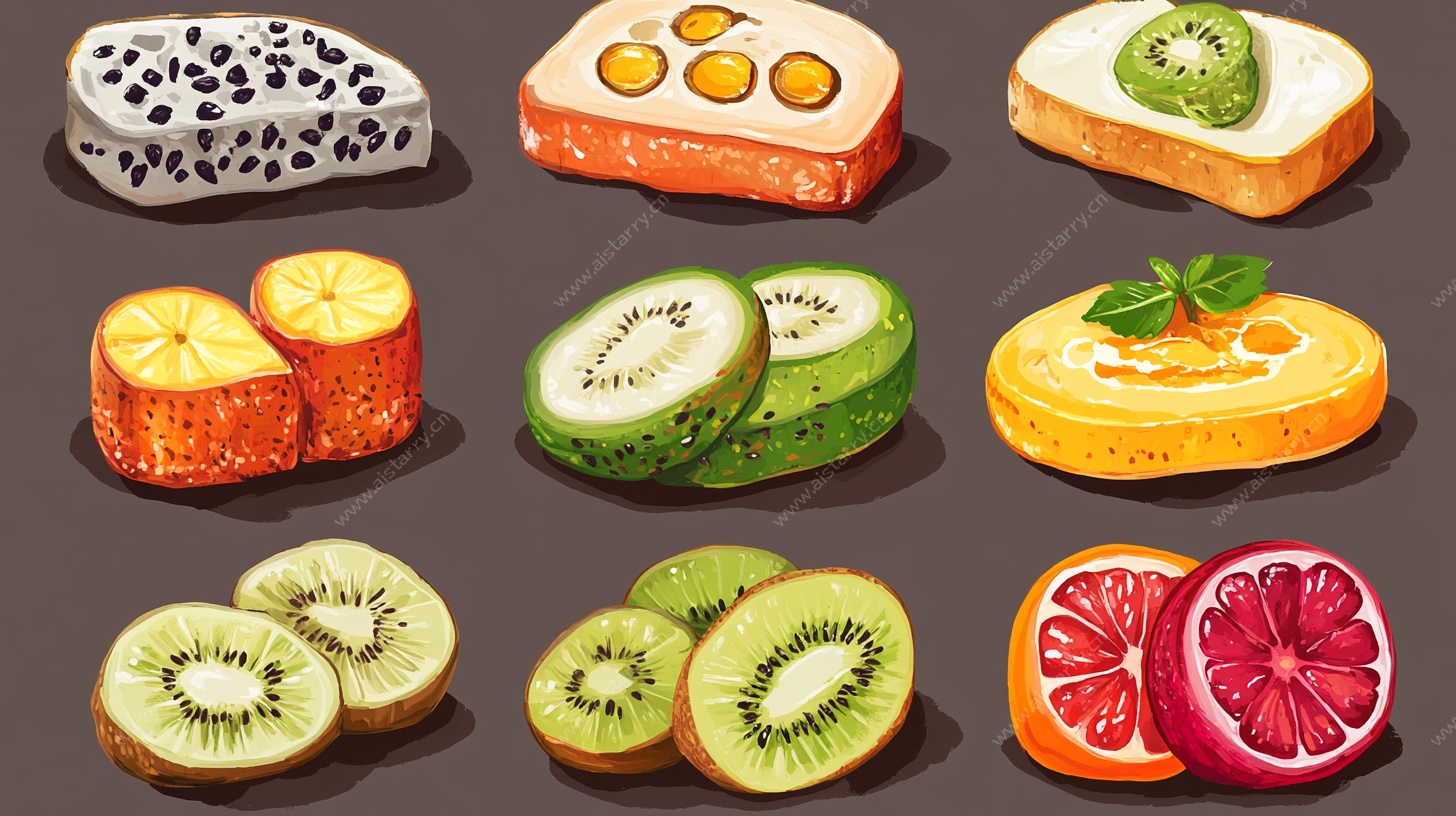 缤纷水果切片插画