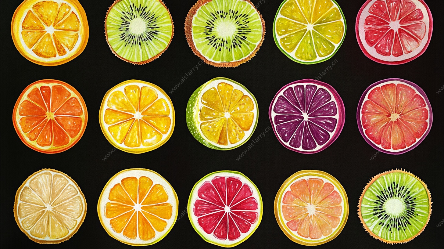 多彩水果切片图