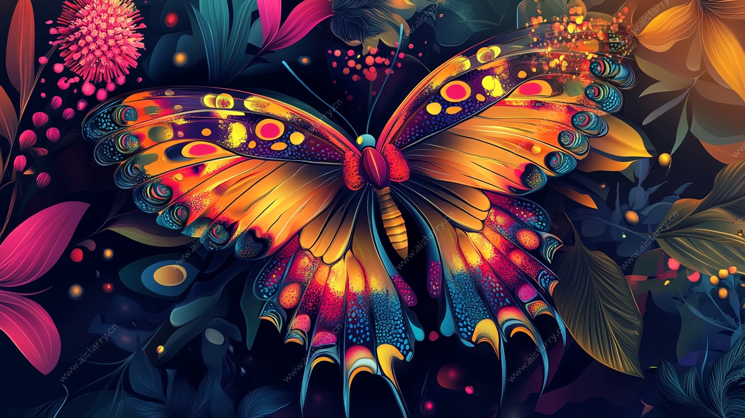 梦幻蝴蝶花丛间