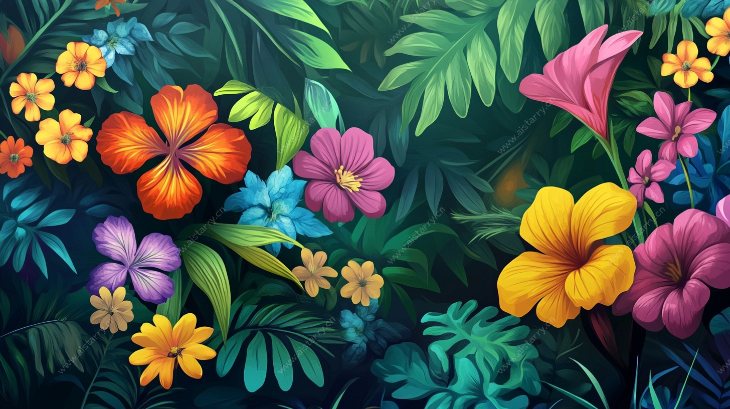 热带花卉缤纷植物景观