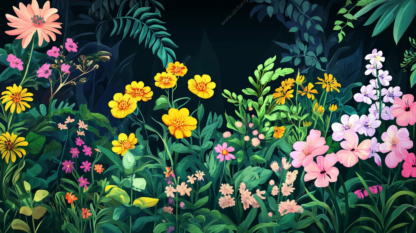 繁花盛开的梦幻植物景观