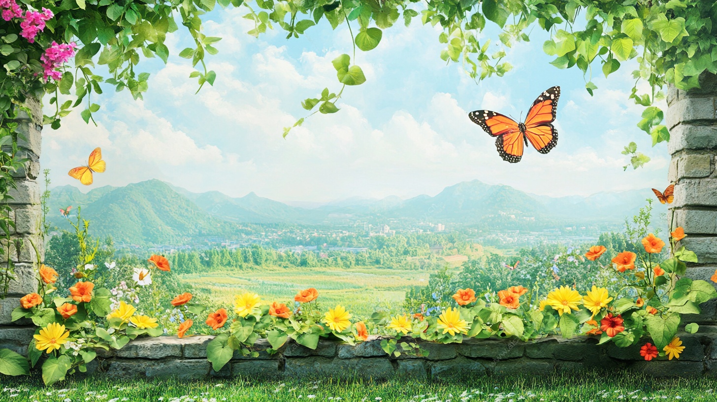 田园蝶舞美景