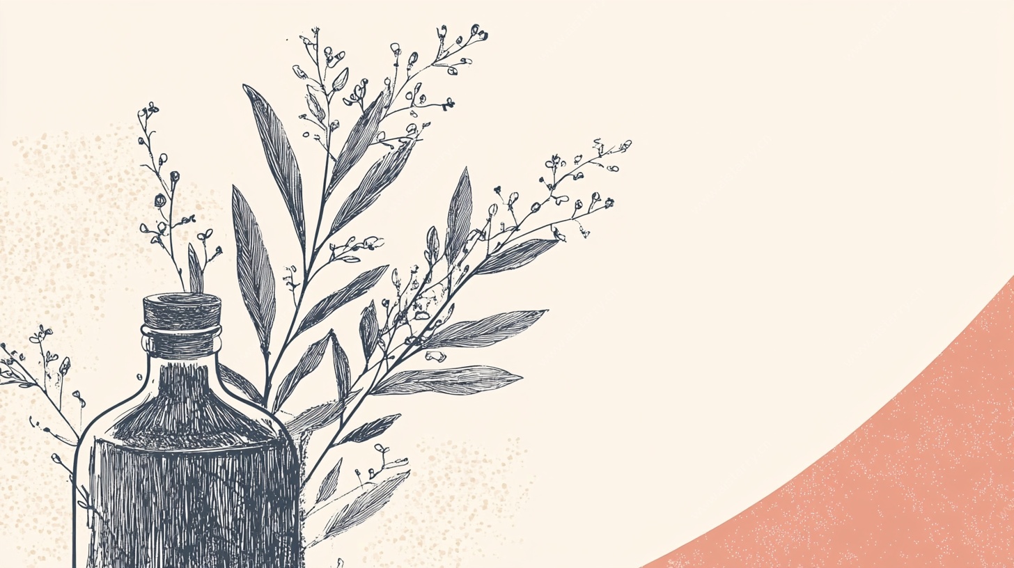 插画瓶中植物