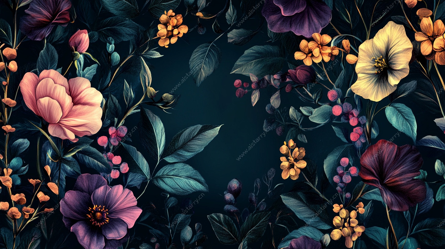 繁花幽境花卉插画