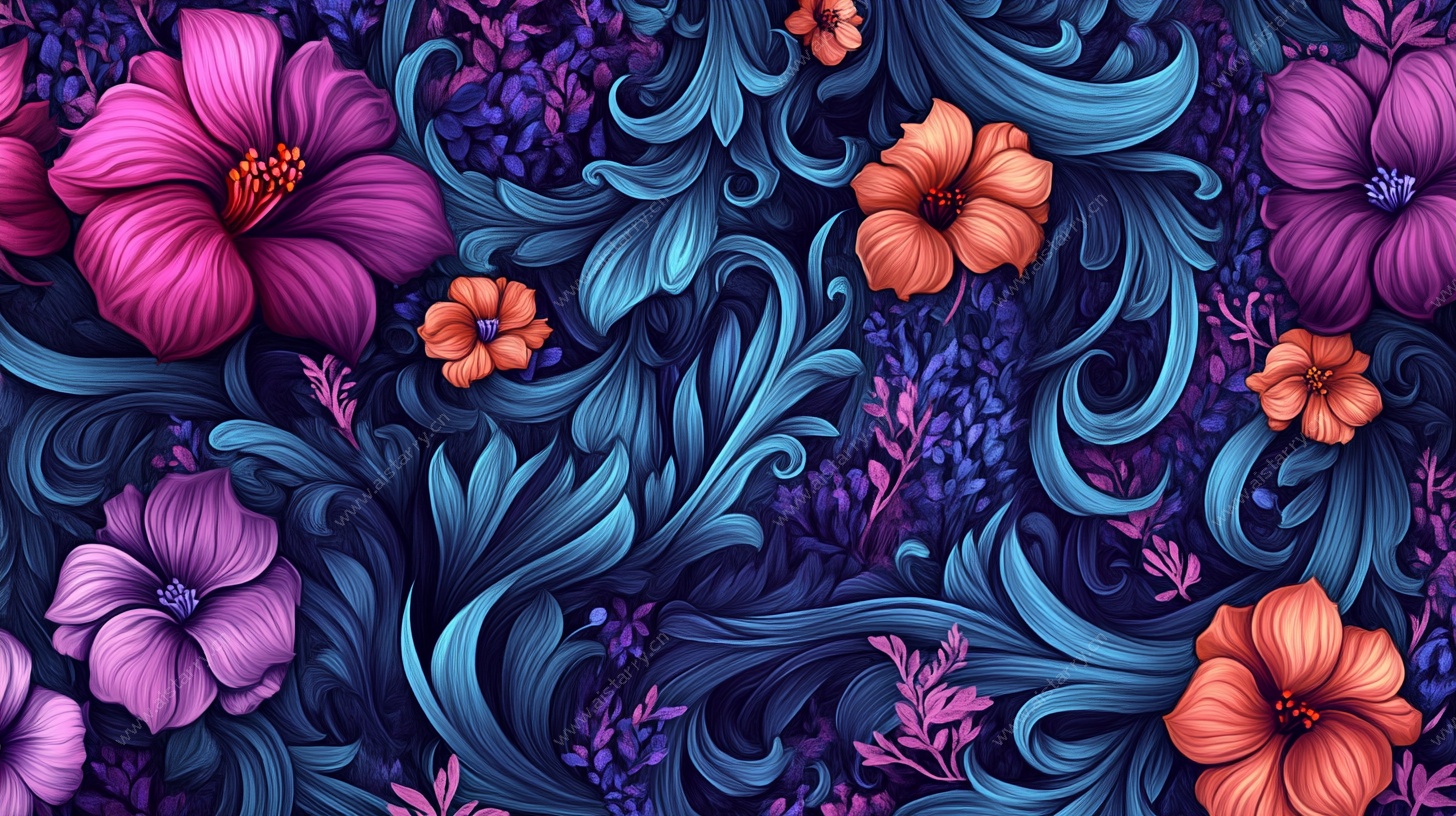 梦幻花卉图案背景图
