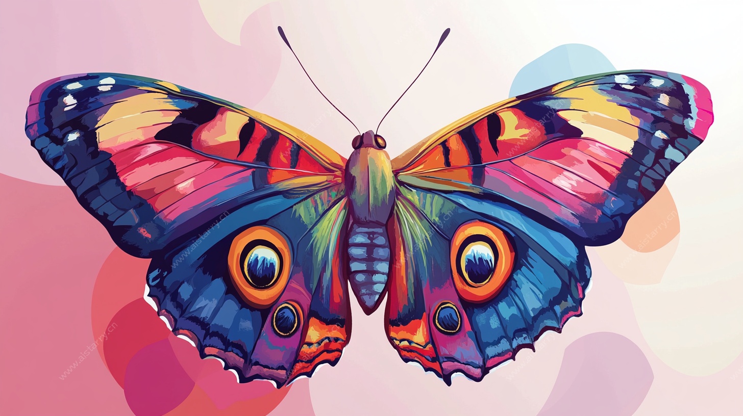 五彩斑斓蝴蝶插画