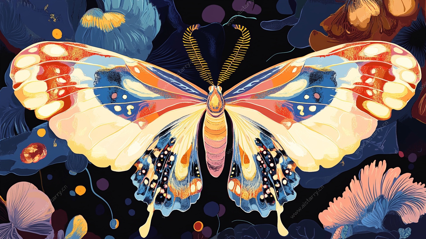 梦幻斑斓蝴蝶插画