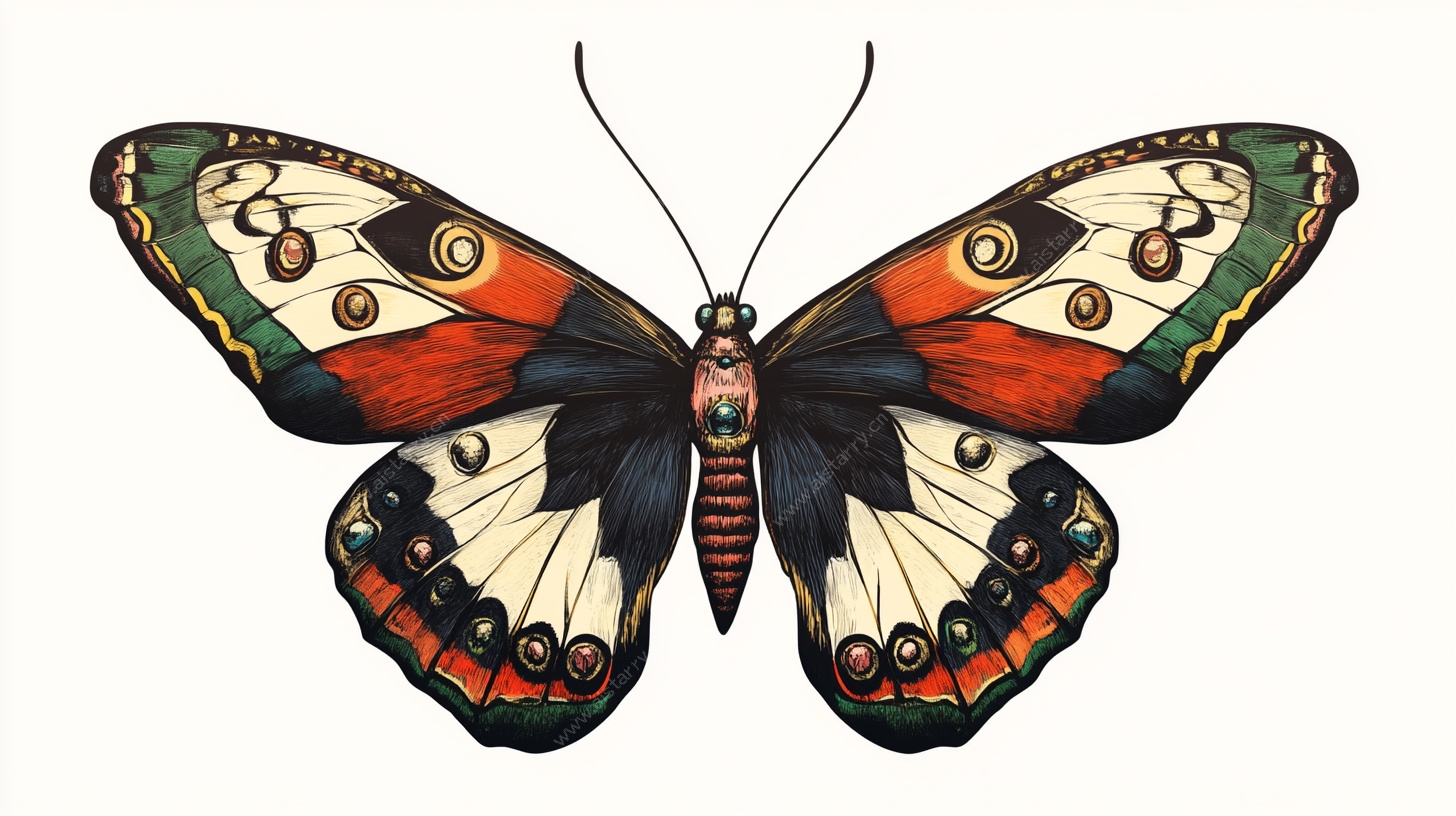 彩色手绘蝴蝶图案设计