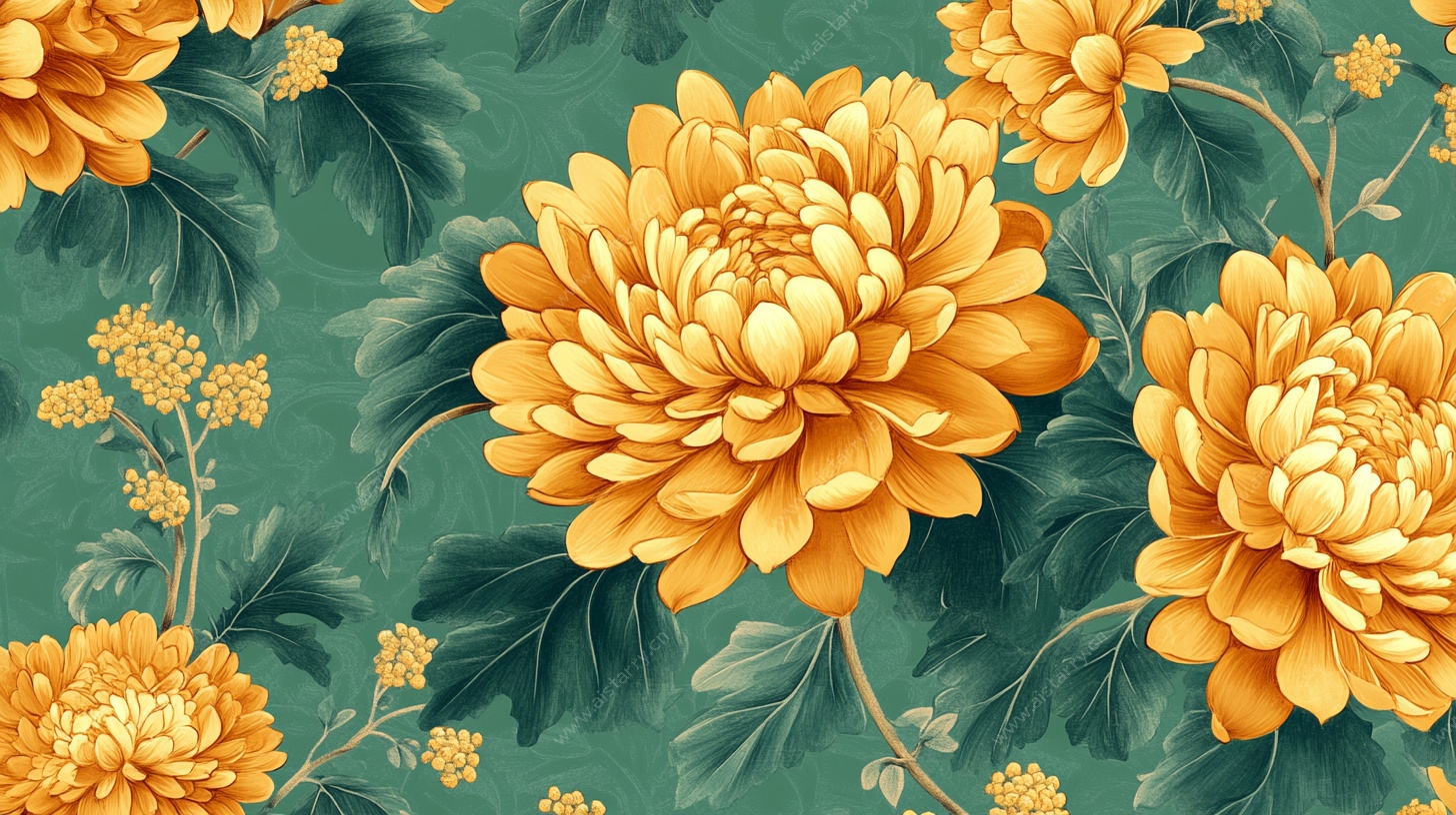 黄色花卉复古风图案背景