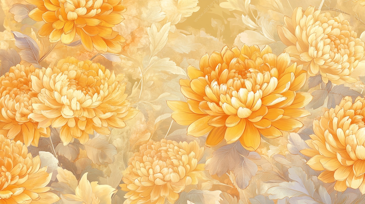 金黄菊花花卉背景图