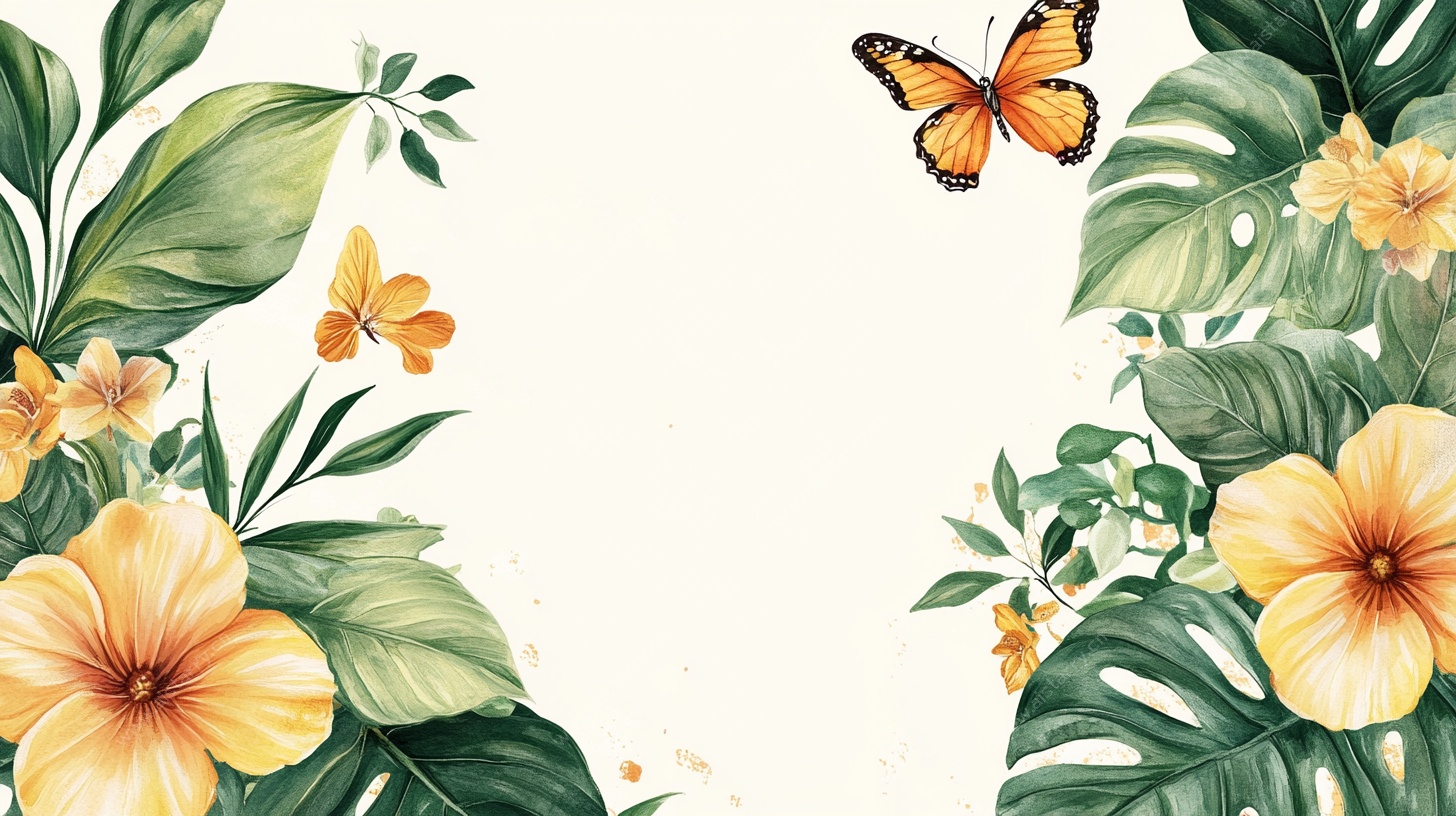 热带花卉蝴蝶装饰画