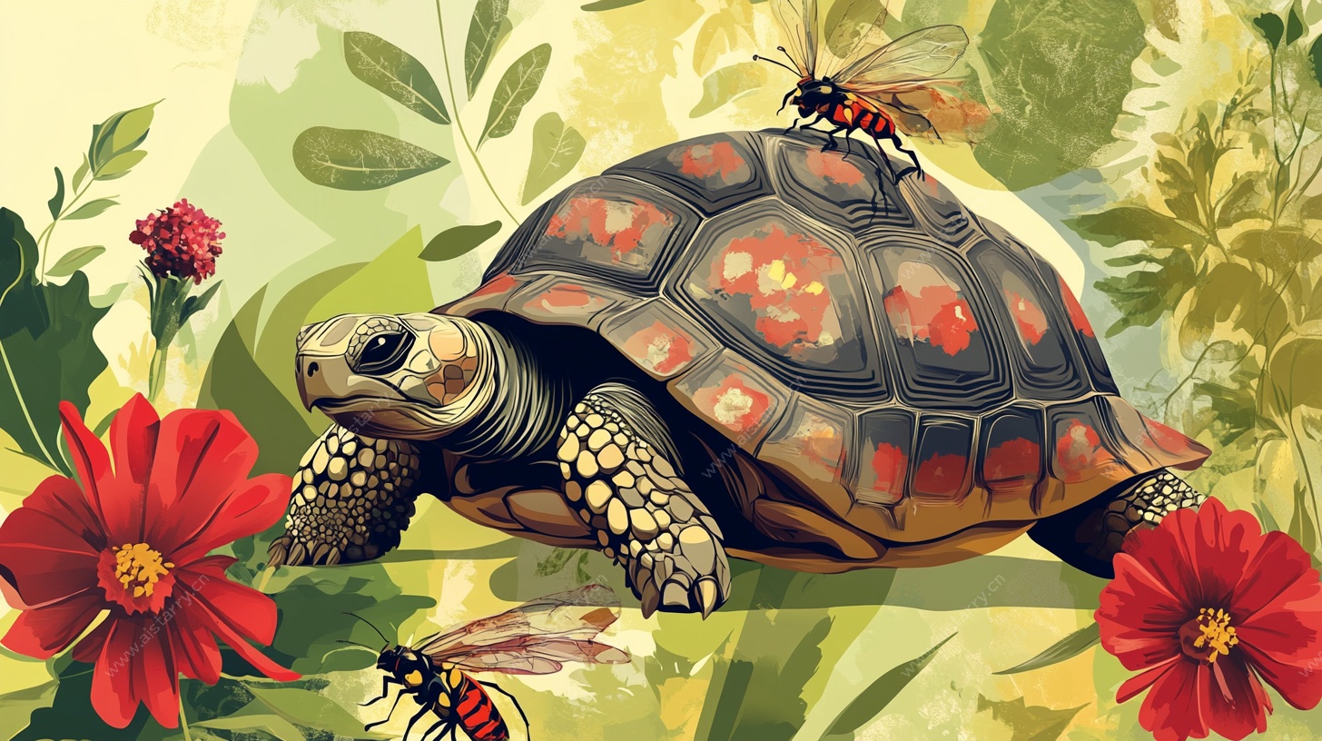 乌龟与蜜蜂的自然邂逅