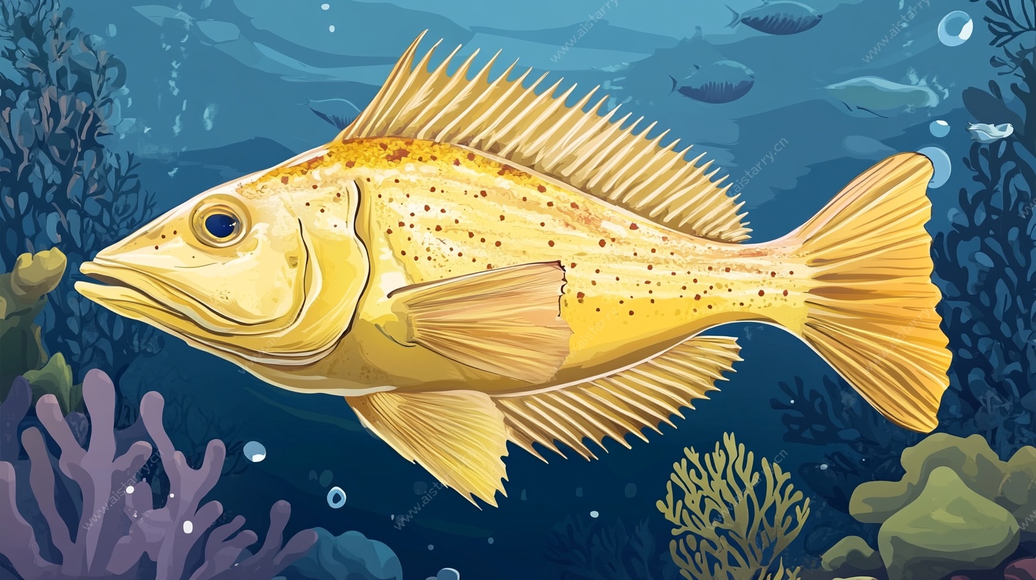 黄色海鱼的海底梦幻景象