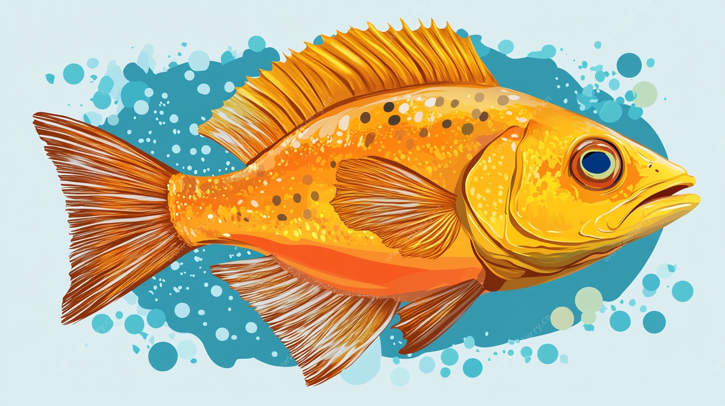 橙黄金鱼插画