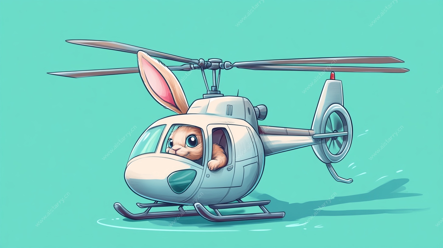 兔子驾驶的可爱直升机