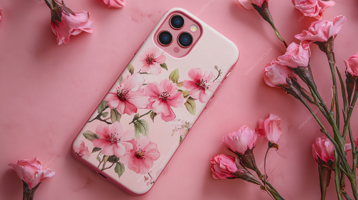 粉色花卉风手机壳展示图
