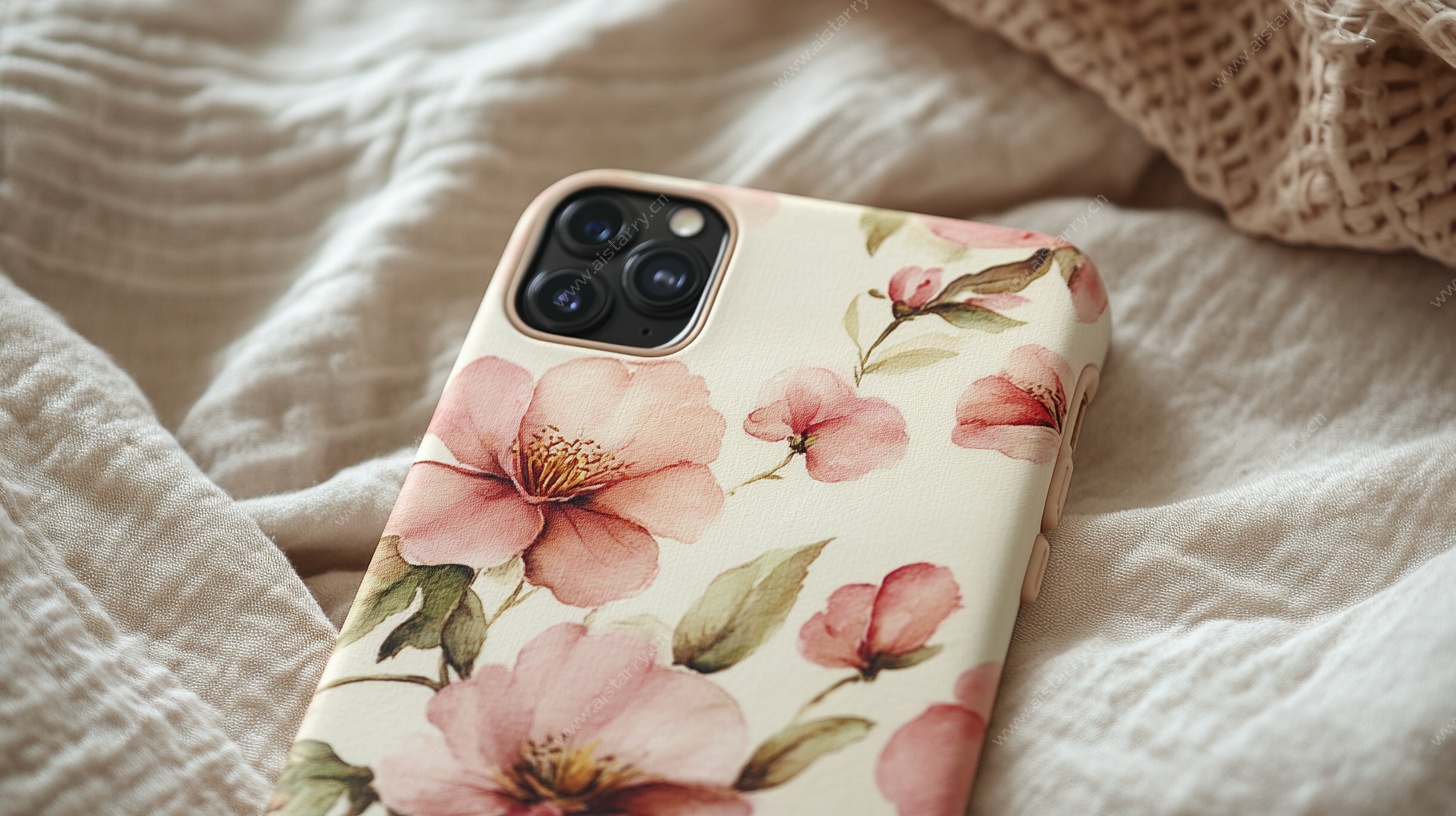 花卉图案手机壳特写