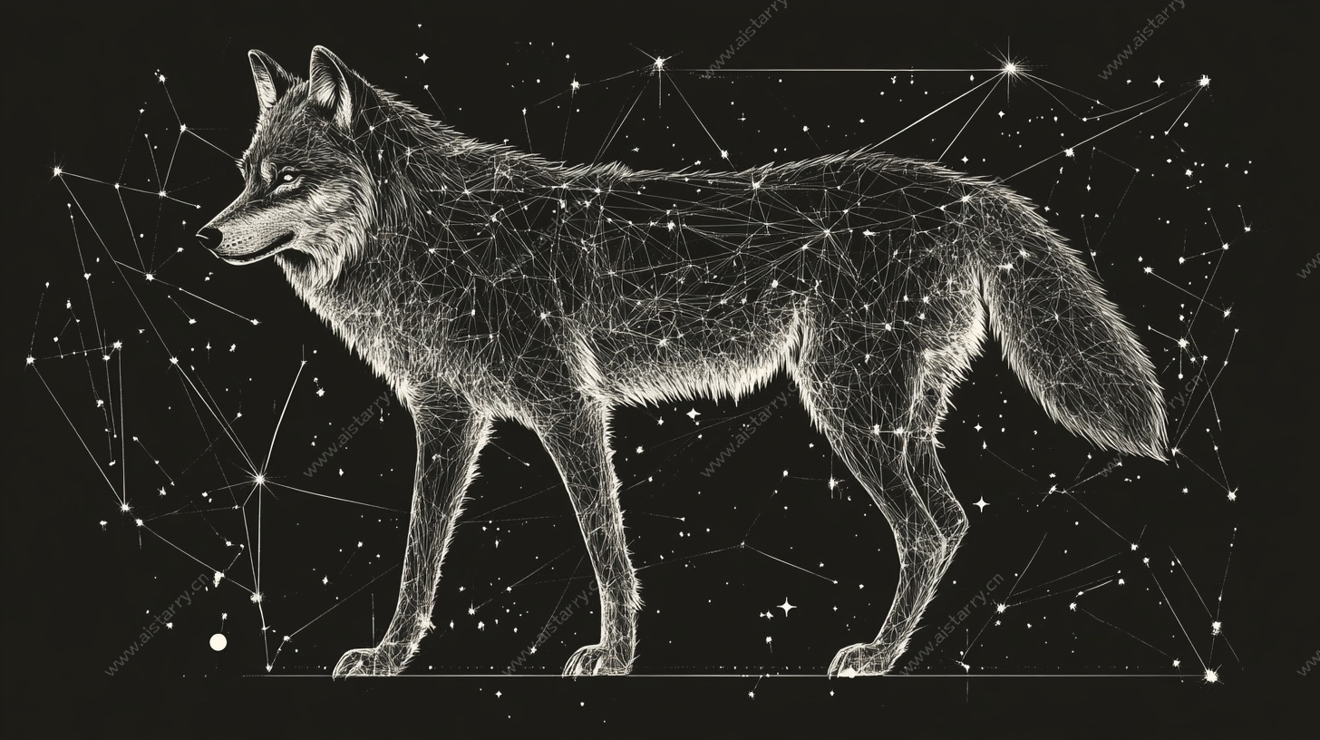 星夜下的狼形星座图案